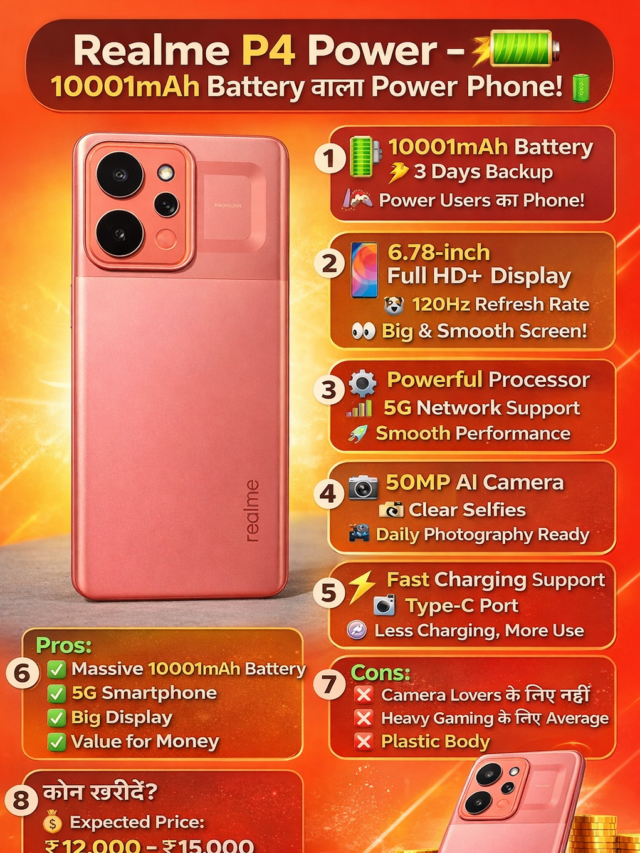 Realme P4 Power – 10001mAh Battery वाला Power Phone! 🔋